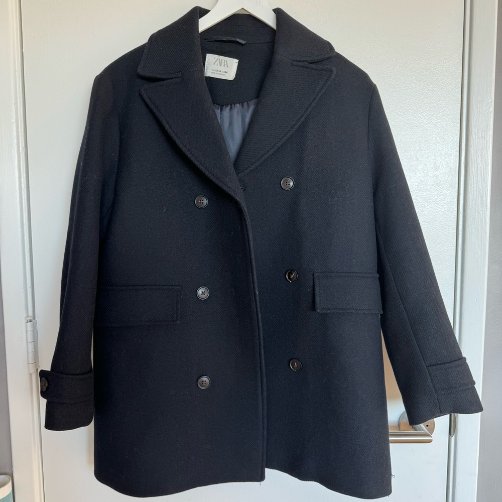 Zara Boys Peacoat. Navy. 13-14